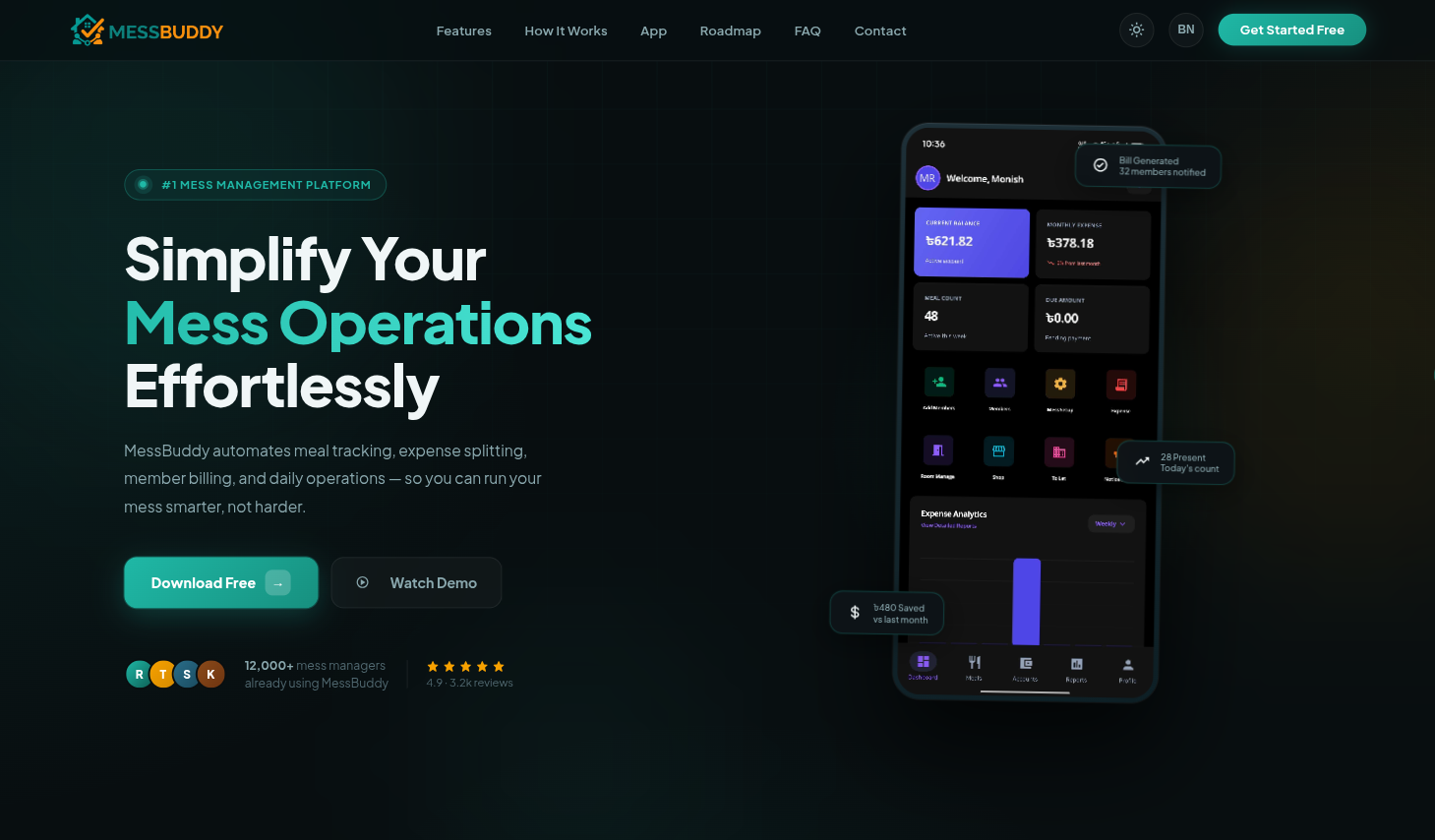 MessBuddy Website Overview
